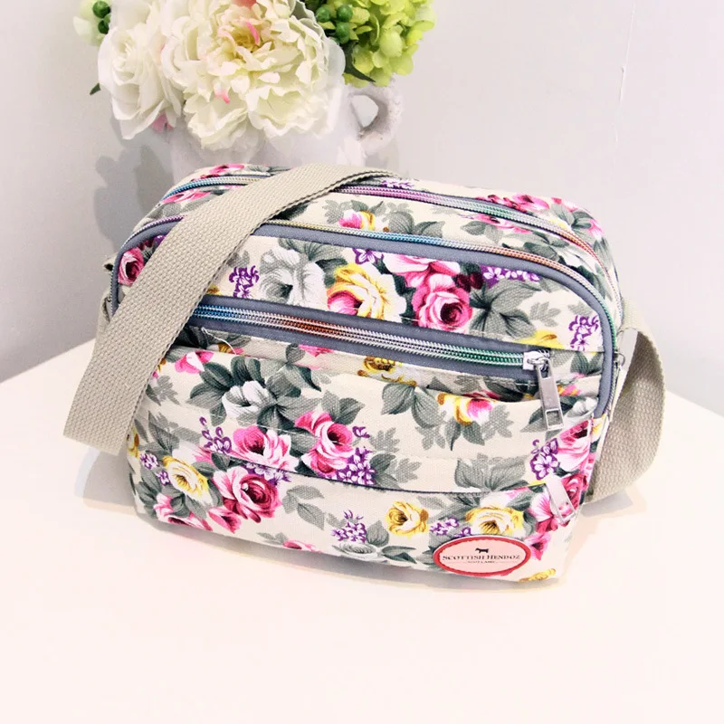 Canvas Flower Woman Small Shoulder Bags Female Cross Body Ladies Messenger Bag Luxury Woman Handbags Designer Bolsas Femininas