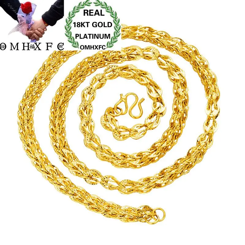 

OMHXFC Wholesale European Fashion Woman Female Party Wedding Gift Long 50cm Elegant Phoenix Real 18KT Gold Chain Necklace NL22