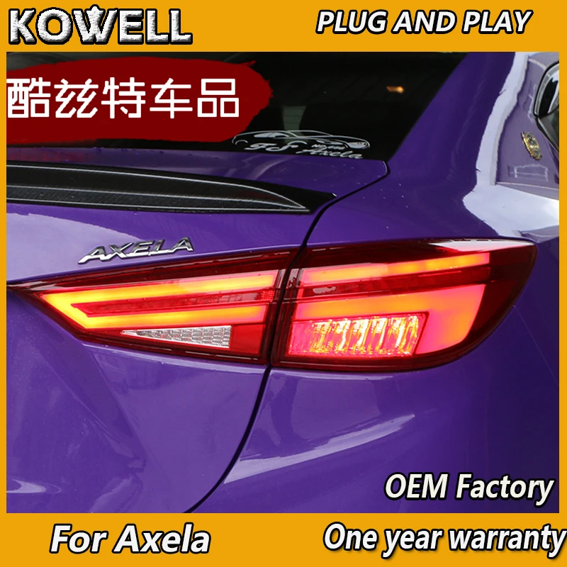 

KOWELL автомобильный Стайлинг для Mazda 3, задние фонари 2014-2017, задний фонарь Mazda3 Axela, задний фонарь с динамическим указателем поворота