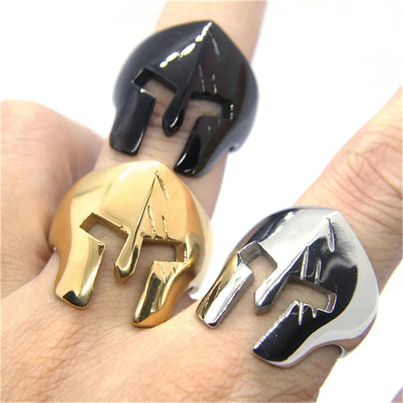 Rany&Roy Newest Sparta Mask Ring 316L Stainless Steel Fashion Jewelry Hero Soldier Cool Ring