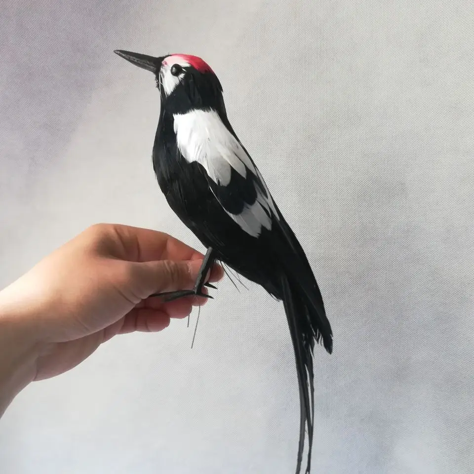 real life toy foam&feathers woodpecker model large 30cm wood peacker bird garden decoration filming prop,gift h1550