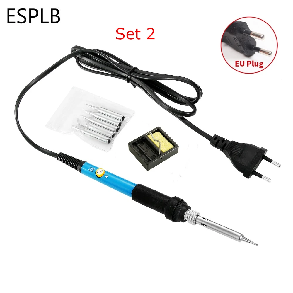 ESPLB 110V/220V US/EU Plug Electric Soldering Iron Adjustable Temperature Welding Solder Station Heat Pencil + 5pcs Tips