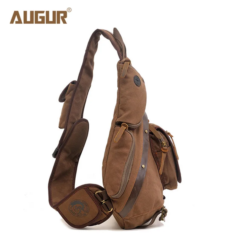 AUGUR Hot Sale Men Chest Back Pack Bag vintage Satchel Single Shoulder Bag Canvas Man Rucksack Knapack Bolsas Male