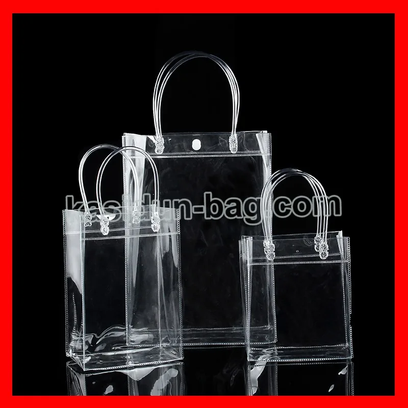 (100pcs/lot) wholesale waterproof  clear reusable shopping bag PVC