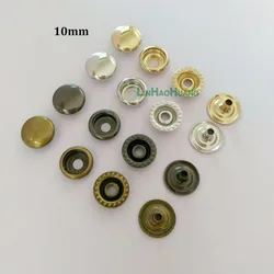 Wholesale 100sets/lot 10mm four part brass metal button ring snap press button snap fasteners silver, bronze, black, gold+Tools