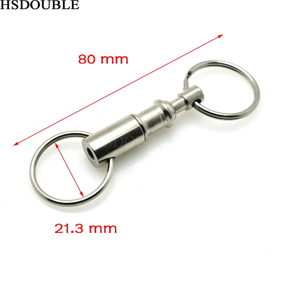 Removable Keyring Quick Release Keychain Dual Detachable Key Ring Snap Lock Holder Steel Pull-Apart Key Rings