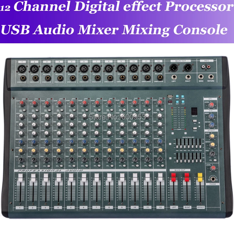 

MiCWL 12 Channel Audio Mixer Mixing Console Processador de efeitos digitais Console de mistura de mixagem de audio