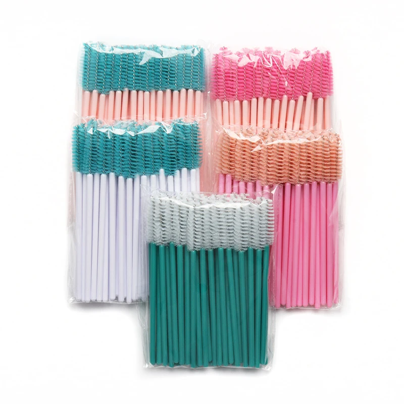 50Pcs Mascara Wand Applicator Cosmetische Penselen Wegwerp Kam Multicolor Wimper Borstel Voor Wimper Extension Make Gereedschap