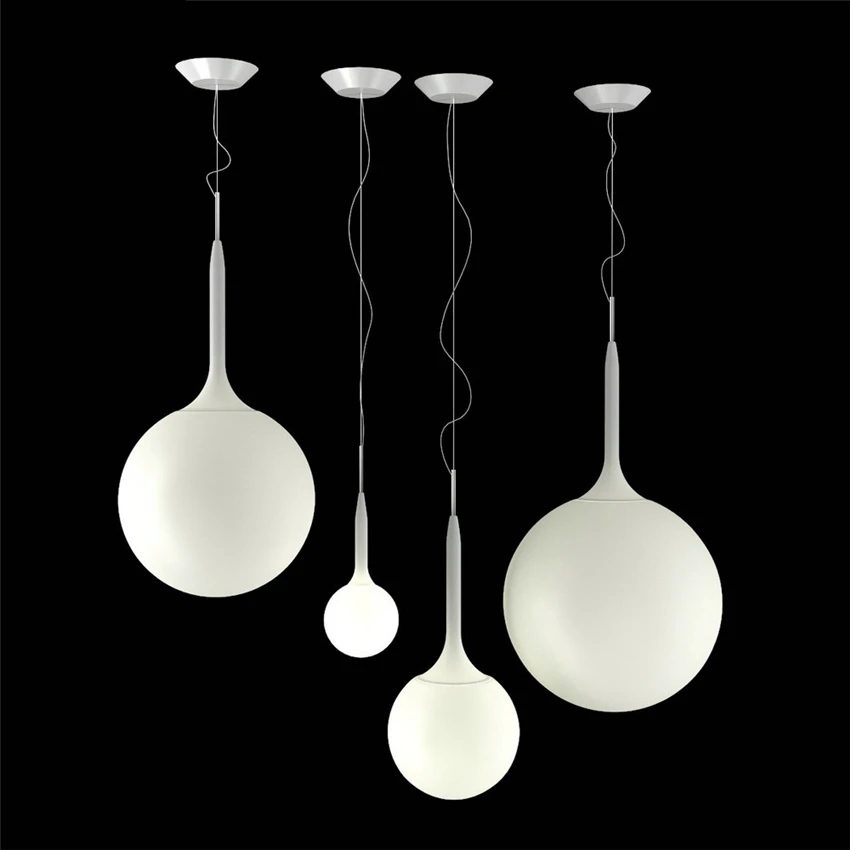 Italy Castore Classic Milky White Pendant Lights Modern Home Hanging Dining Room Bedroom Round Glass Cafe Shop Lamps Fixtures