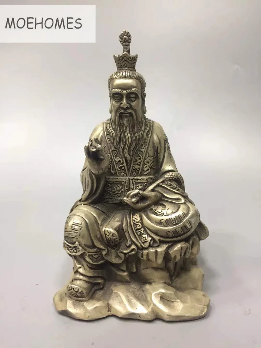 

MOEHOMES China Tibet Silver Ancient Taoist master Statue - Lord Lao Zi metal crafts home decoration