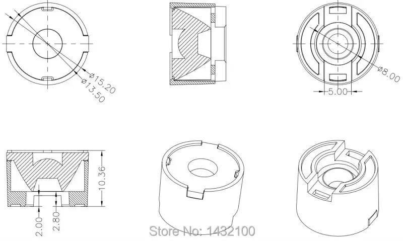 15degree -diameter 15.2mm for Luxeon K2 -Prolight-Seoul P4- Mini Led Lens(HX-LM15-15)