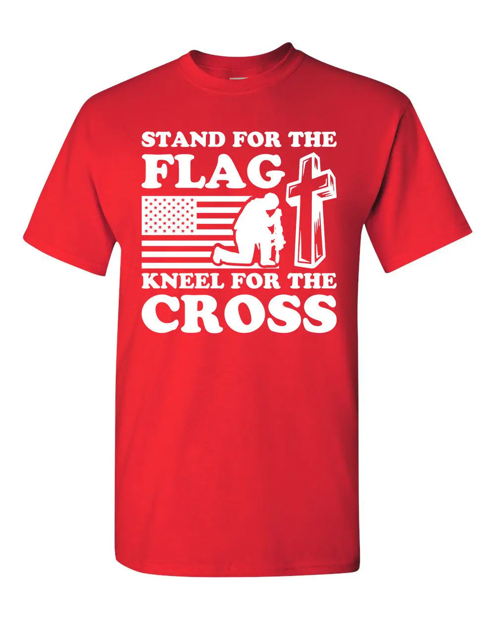 Hot Sale 100% Cotton Stand For The Flag Kneel For The Cross Usa 2A Guns Military 4X4 Sig M&P Patriot Tee Shirt