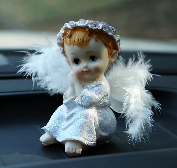 Angel Car Ornaments Lovely Wing Journey Angel Cartoon.automobile Furnishing Articles Feather Doll Decor Figure Figurine The Gift