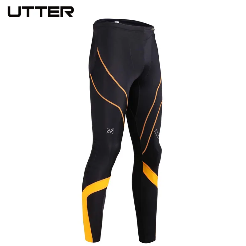 UTTER J6 uomo giallo stampa pantaloni a compressione sport collant da corsa Bodybuilding Leggings da Jogging Fitness palestra italia tessuto CVC