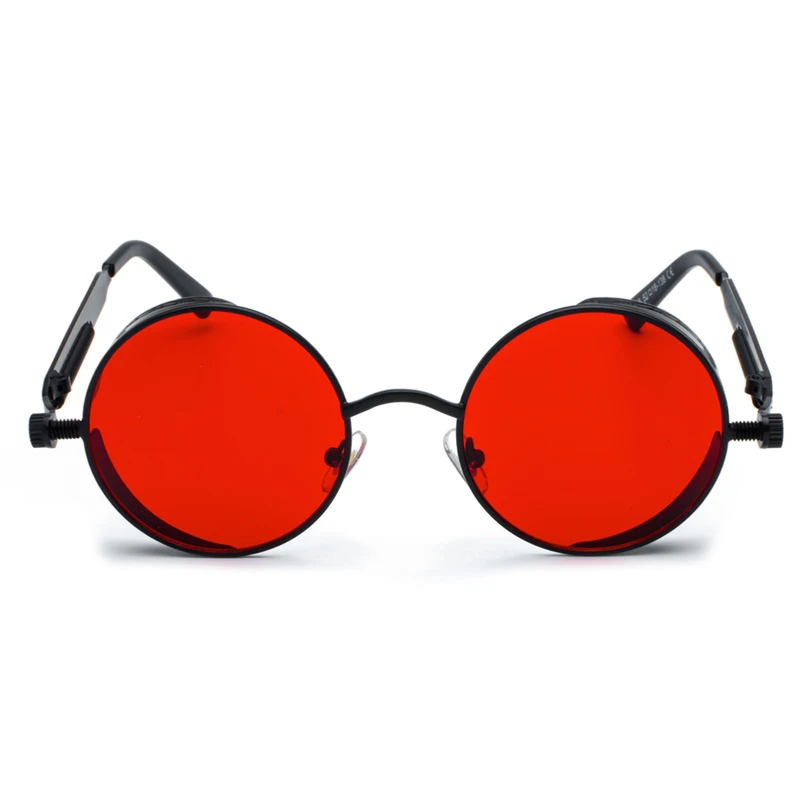 Kachawoo retro steampunk round sunglasses for men gift women red lens metal frame round sun glasses steampunk accessories