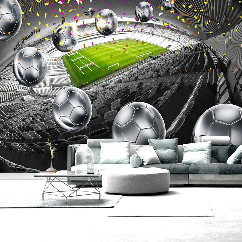 Modern Creative 3D Soccer Field Ball Murals Wallpaper Living Room Sofa Background Wall Cloth Waterproof Home Decor Wall Covering