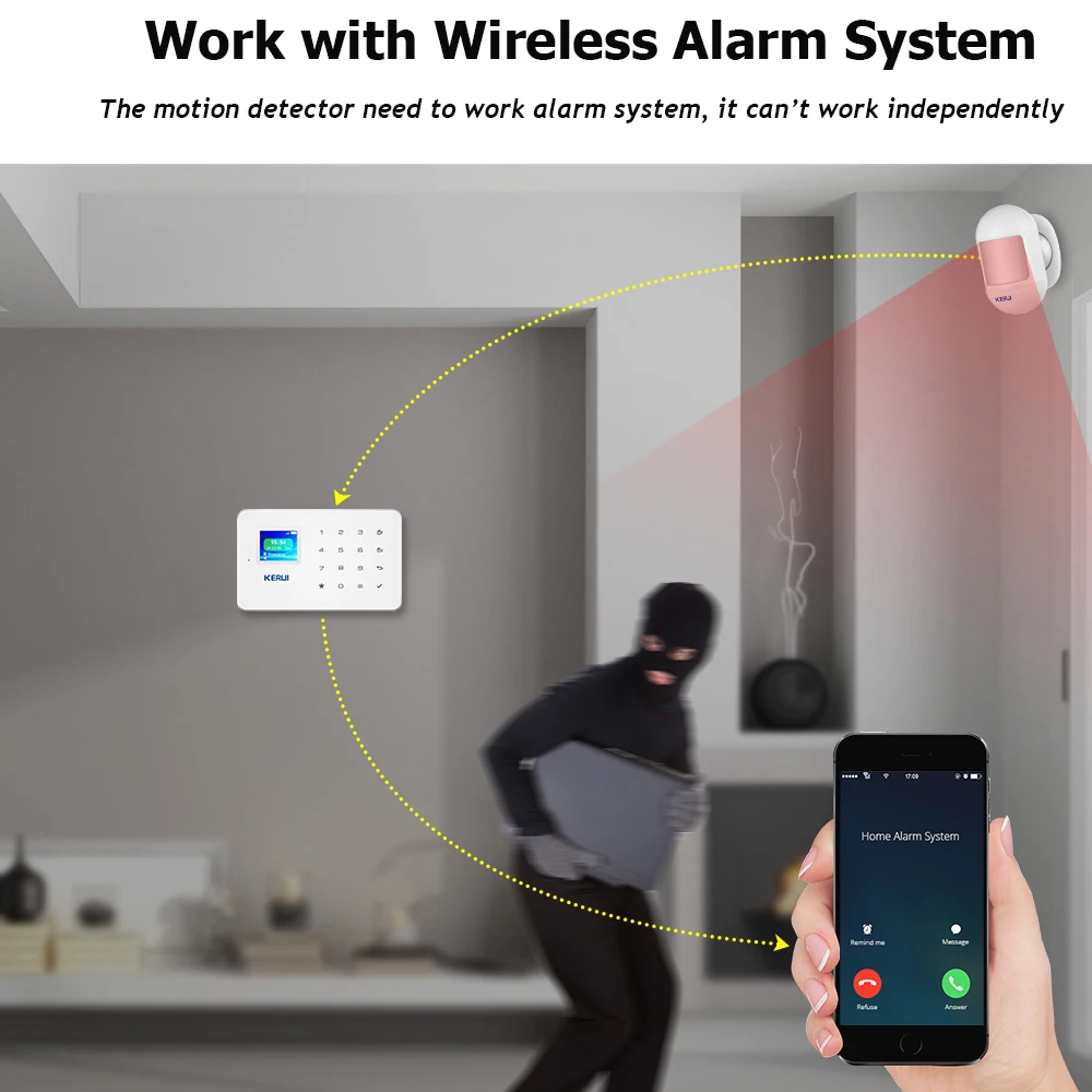 KERUI Drahtlose Mini Design Pir-bewegungsmelder Passive Infrarot Alarm Sensor mit Magnetische Swivel Basis für Home Alarm System