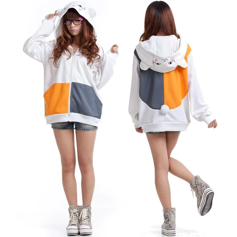 Anime Natsume Yuujinchou Nyanko Sensei Cat Cosplay bluza z kapturem kurtka biały/czarny płaszcz z kapturem kostium dla kobiet dziewczyna bluza