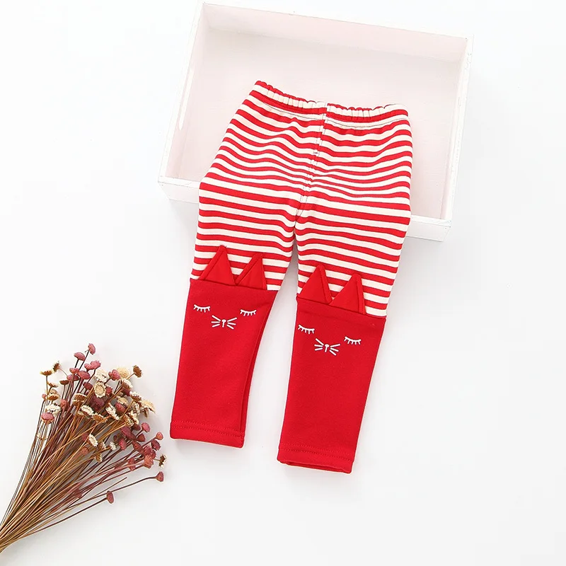 CHILDREN WIT baby pants 2017 autumn / winter new cotton and wool Warm Korea Stripe cartoons 0-3 year girls leggings