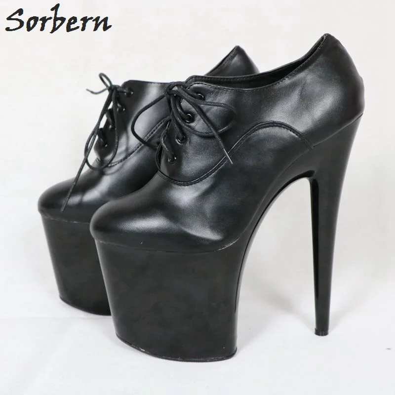 Sorbern Lace Up Woman Shoes Pump Pole Dance High Heels Exotic Dancer Shoes Round Toe Pumps Large Size High Heels Plataform Heels