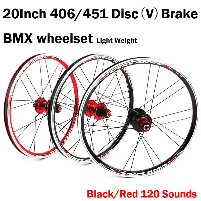 

20 inch Disc (V) Brake 406/451 O.L.D. Front 100mm Rear 135mm Clincher Fold bike BMX Wheelset Wheel UD Matt