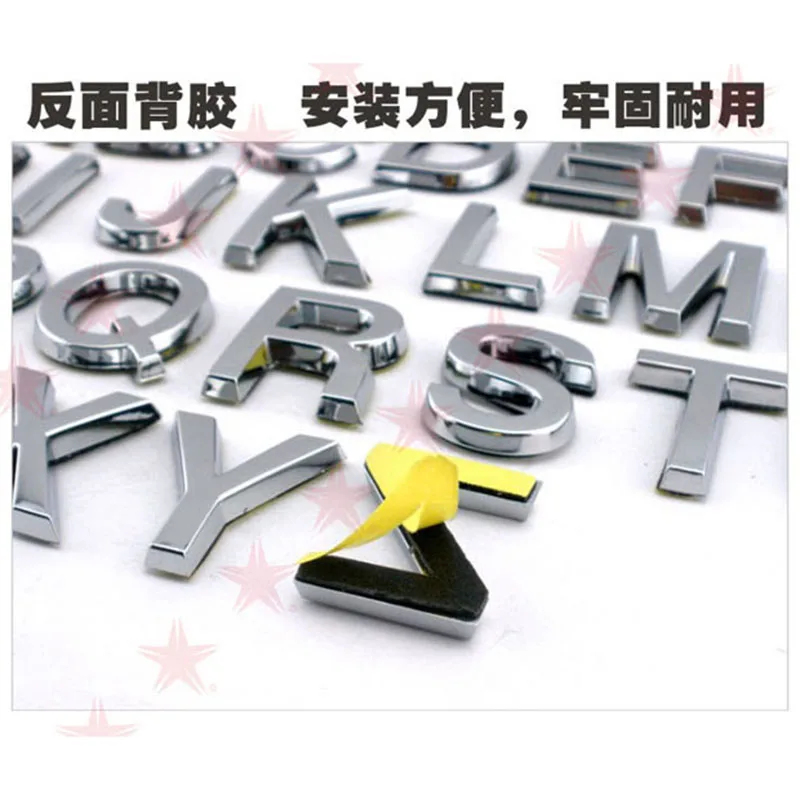 30MM Hight DIY Chrome Plastic Captial 3D Self-adhesive Letter Number Car Styling Badge