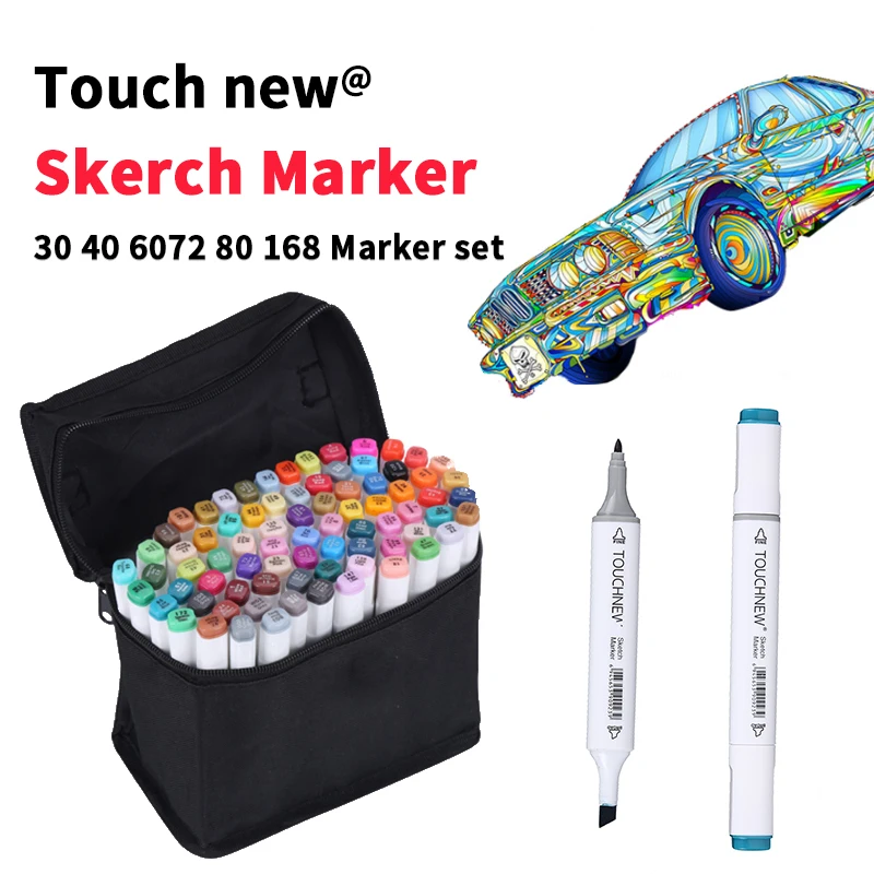 TOUCHNew 60 Colors Dual Headed Art Pens Set Sketch Art Markers Painting Graphic Marker Pen Drawing Supplies