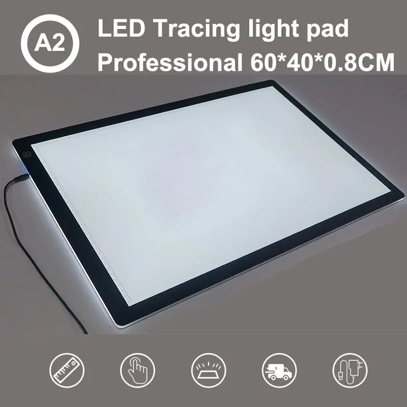 Free shipping A2 measurement 60*40*0.8 CM LED Art craft Tracing Light Pad,ultra Thin DIMMABLE LED Professional Drawing Light Box