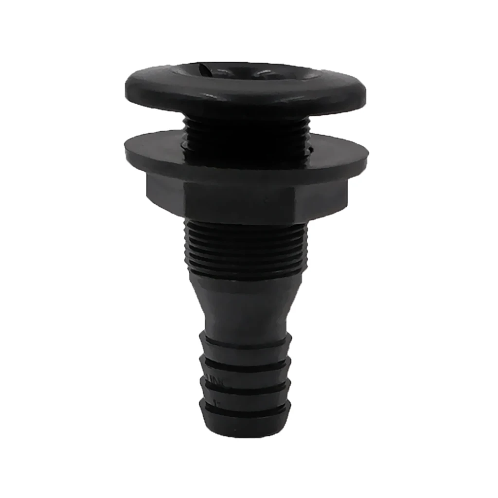 Black Boats Thru Hull Plumbing Fitting for 3/4'' Hose with Stainless Steel Covered