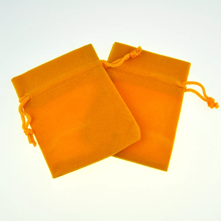 Hot Sale 100pcs/lot Orange Velvet Bags 9x12cm Small Wedding Charms Jewelry Packaging Bag Velvet Drawstring Gift  Bag Pouches