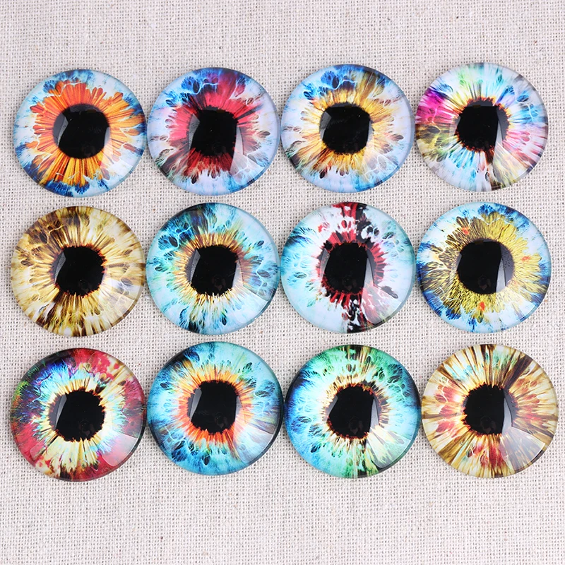 

reidgaller Mix eyes photo round glass cabochon 8mm 10mm 12mm 14mm 16mm 18mm 20mm 25mm 30mm diy flat back jewelry findings