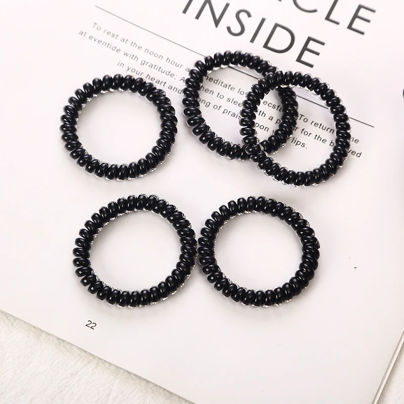 10pcs Black Gum For Hair Accessories Hair Ring Rope Traceless Women Gum Elastic Hair Bands For Women Gum Telephone Wire Scrunchy