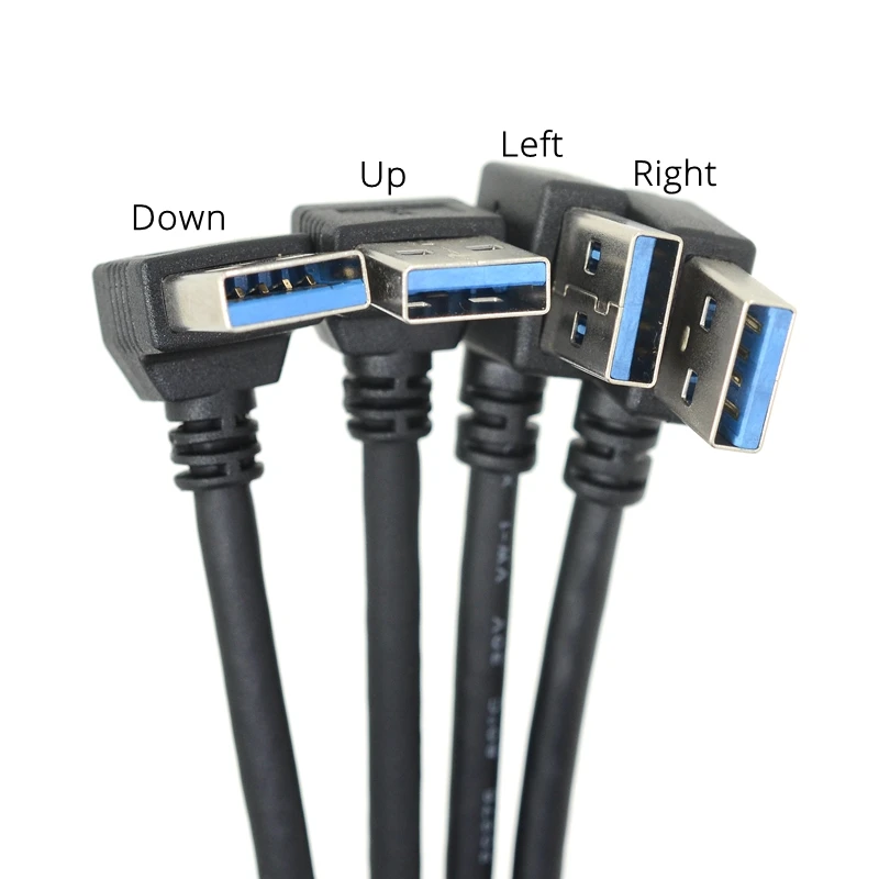 USB 3.0 Cable Extension Male to Female Cable 90 Angle Up & Down & Right & Left Cord