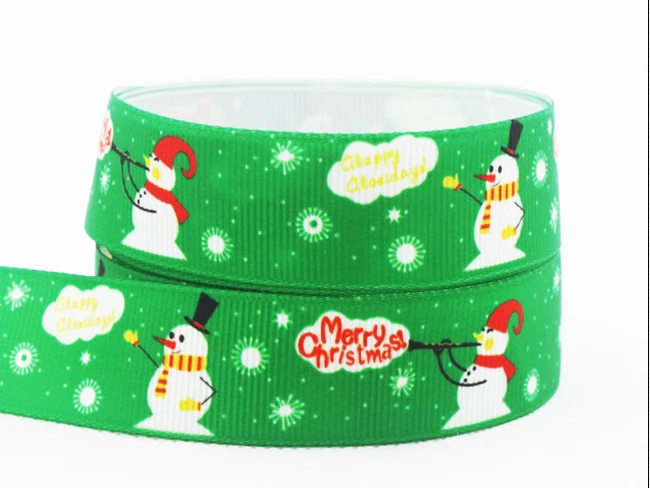 

Новинка 50yd Рождественский Снеговик, 7/8 дюймов лента с набивным рисунком, бант для волос DIY Ручная работа 22 мм зеленые ленты X-1734 Бесплатная доставка