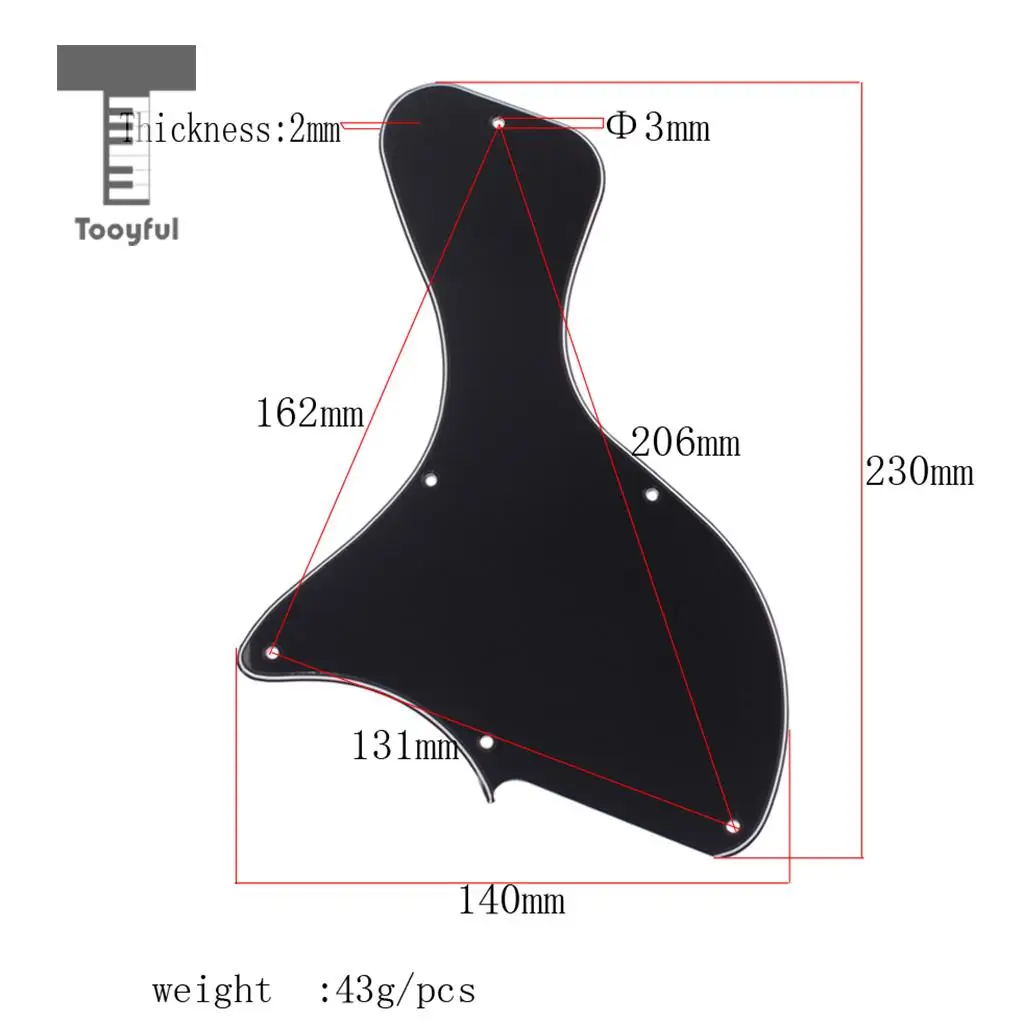 Tooyful 3Ply 6 Holes Guitar Pickguard Scratch Protector Plate for LP Gb Eiphone Electric Guitar