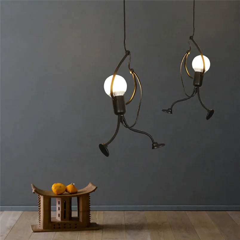 

Modern Charming Hanging Chandelier Creative Iron Pendant Lamp For Indoor Lighting Swing Small Humanoid Chandelier E27