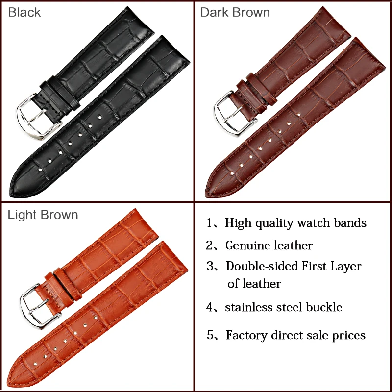 MAIKES New Design Watch Band Genuine Leather Watch Strap 12mm-24mm Watches Bracelet Watch Accessories Black Watchbands For Casio