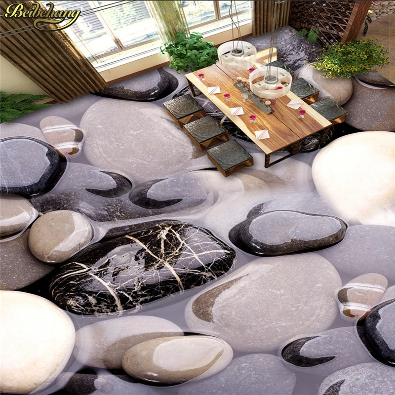 

beibehang Floor Custom Photo Wallpaper Floor Painting Stones Stone Pebble Bathroom 3D Art Flooring papel de parede