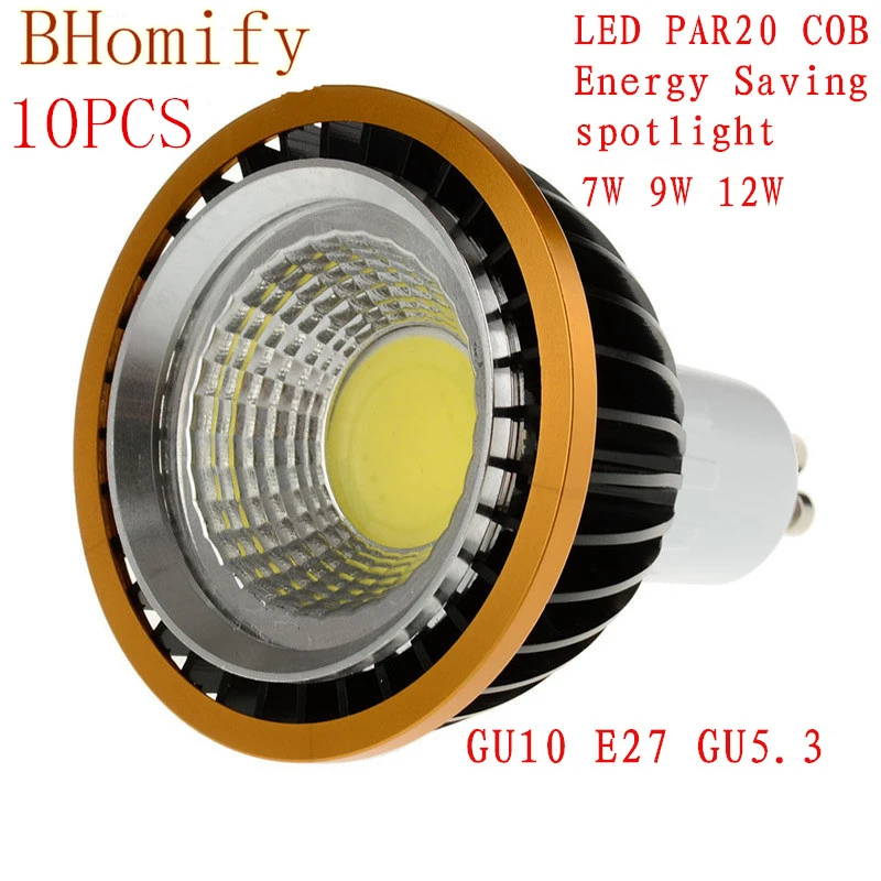 LED Spotlights COB spot PAR20 Bulb 220V110V dimmable GU10 GU53 E27 7W 9W 12W bulb LED P20 Lamps Warm/Pure/Cold White Spot light