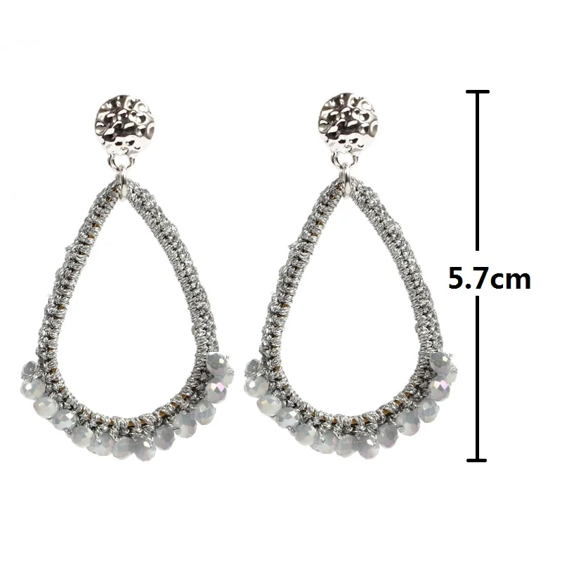 Sehuoran 2017New trendy big drop crystal earrings by handmade jewelry earrings for woman brincos bead Weaving drop long earring