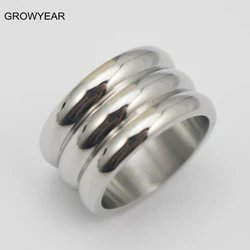 Simple Design 3 Circle Piled Up 316L Stainless Steel Women Men Rings Silver Color Fashion Jewelry For Wedding and Party