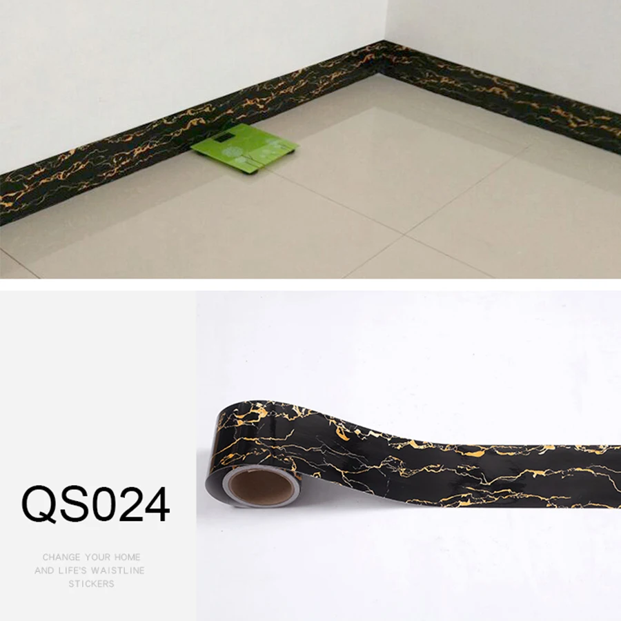 0.1x5M Self-Adhesive Marble Tile Waveguide Line Decorative Floor Film Kitchen Bathroom Toilet Waterproof Waistline Wall Sticker