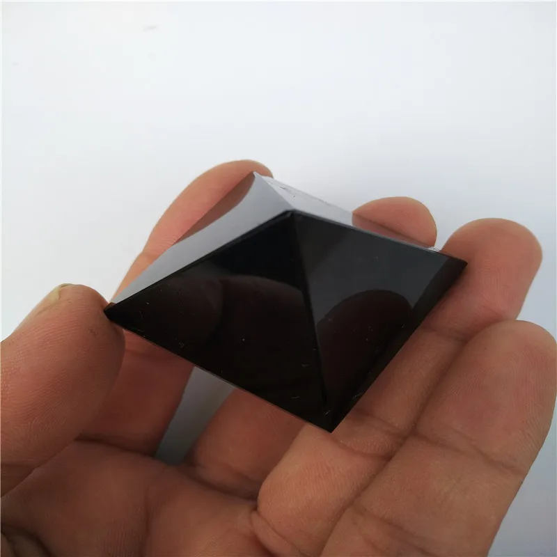 Top quality Natural obsidian nunatak pyramid feng shui decoration apotropaic Healing Pyramid 40mmx40mm