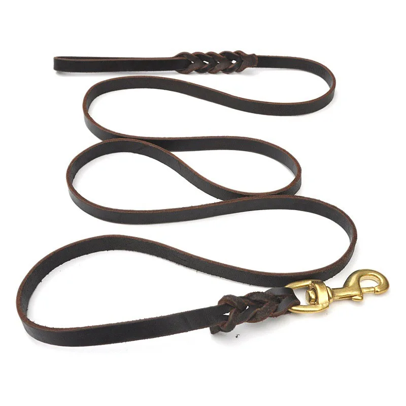 30pcs/lot Braided Handmade Genuine Leather Copper Hook Dog Leash Pet Training Leash Walking Lead For Medium Large Dogs ZA3965