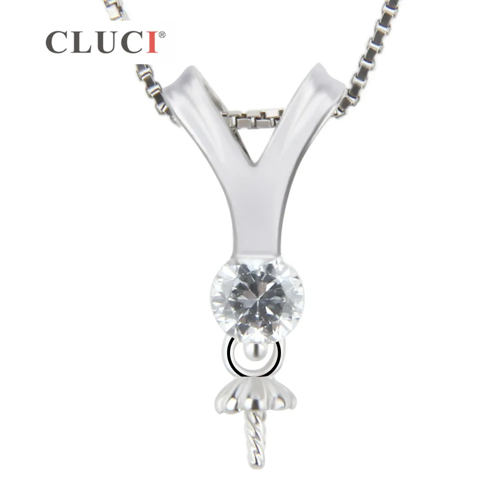 CLUCI 925 sterling silver Y shape pendant fitting for DIY pearls beads pendants necklace women jewelry SP156SB