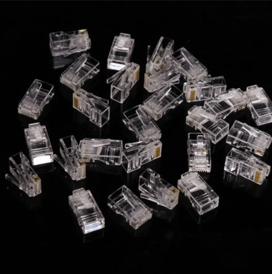 100 Pieces RJ45 Modular Plug Network Connector For UTP Cat5 Cat5e Cable Heads