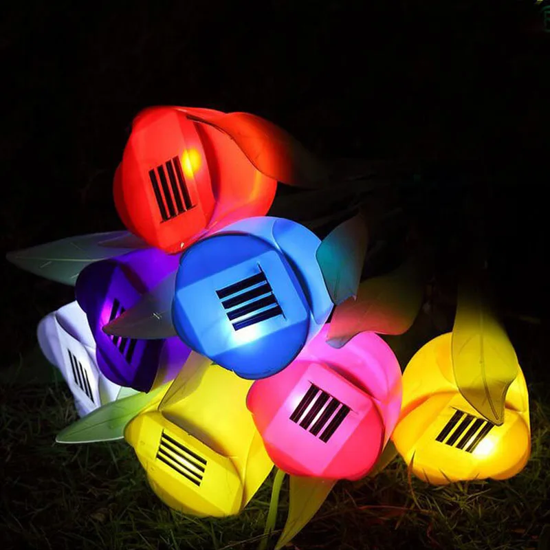 72PCS/LOT Solar Energy Lamp Artificial Tulip Flower Landscape Garden Outdoor LED Light For Wedding Party Decoration ZA5301