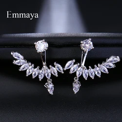 Emmaya New Zircon Crystal Front Back Double Sided Stud Earrings For Women Fashion Ear Piercing Earing Gift