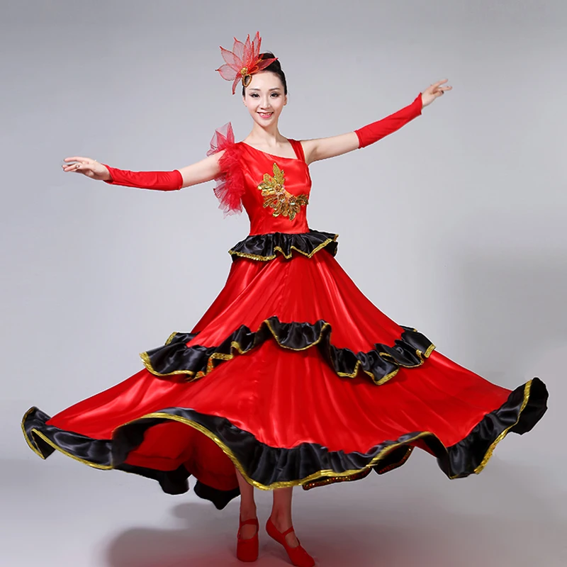 Flamenco Skirt Spanish Senorita Flamenco Dancer Fancy Dress Costume Brazil Dance Costume Gypsy Ro Flamenco Dress S-XXXL DL2891