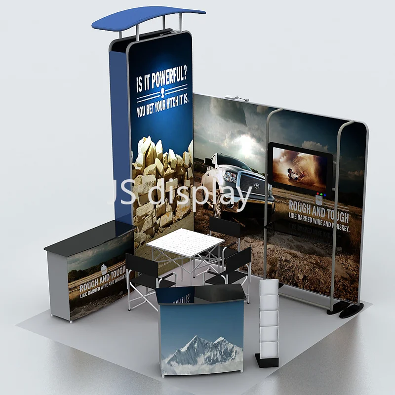 10ft Portable Trade Shwo Booth Pop Up Display Stand Exhibition Kits with Podium Lights TV Bracket #1